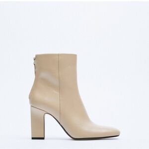 ZARA|Women’s Leather Heeled Ankle Boots - Size 7